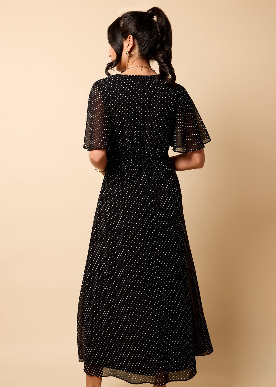 Little Mistress Polka Dot Chiffon Midaxi Dress by Vicky Pattison