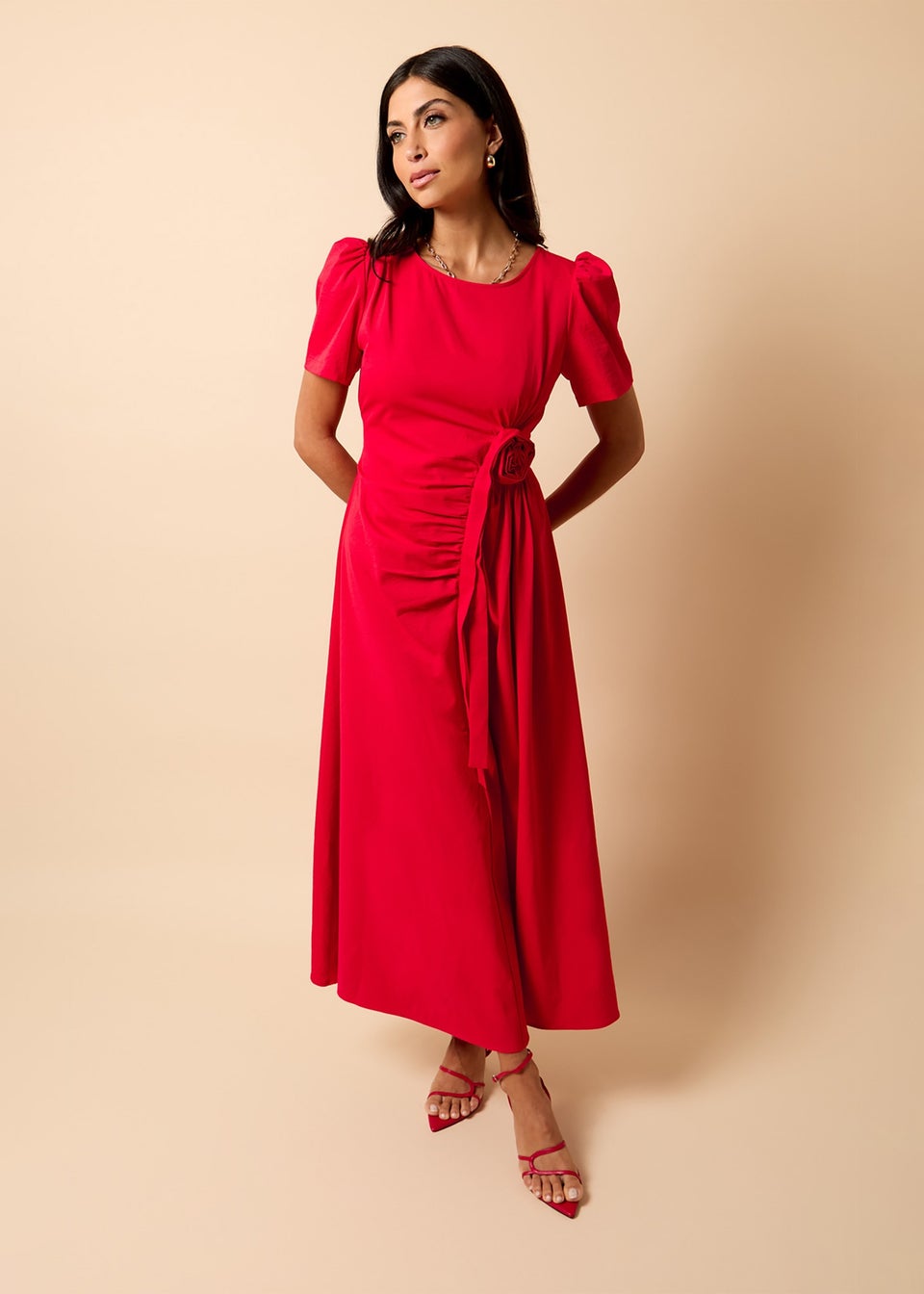 Little Mistress Red Rosette Midaxi Dress by Vicky Pattison