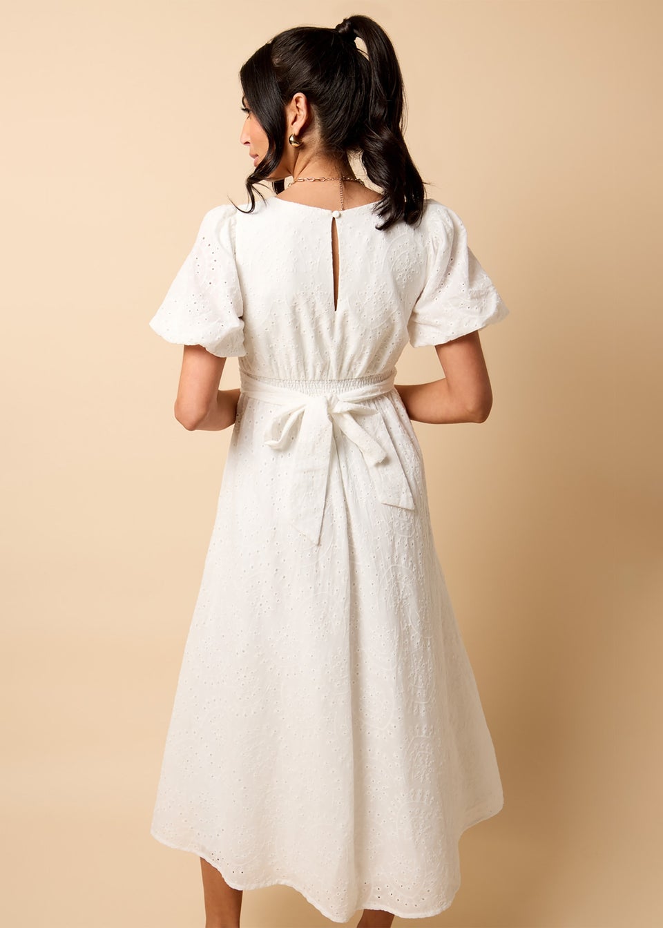 Little Mistress White Broderie Midi Dress by Vicky Pattison
