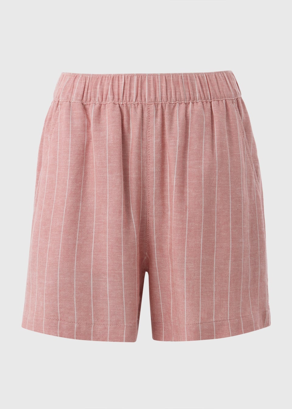 Pink Stripe Linen Blend Shorts