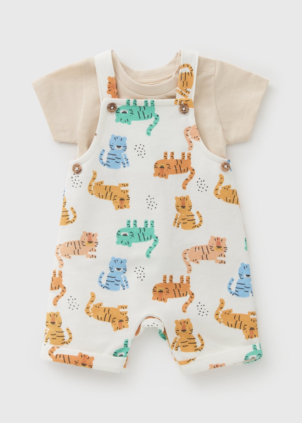 Baby Cream Safari Dungaree Set (Newborn-23mths)