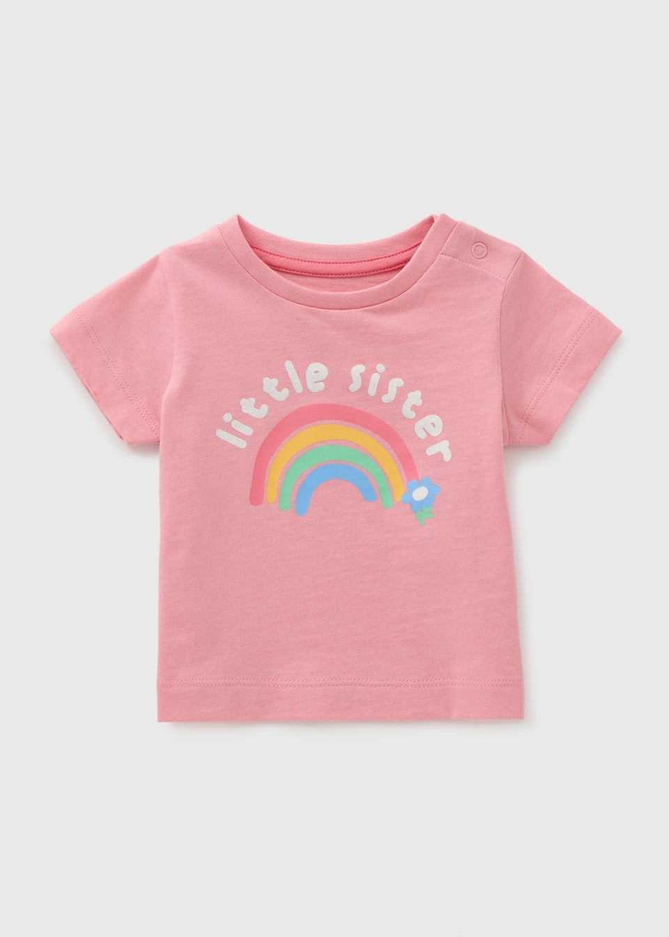 Girls Pink Little Sister Rainbow T-Shirt (Newborn-23mths)