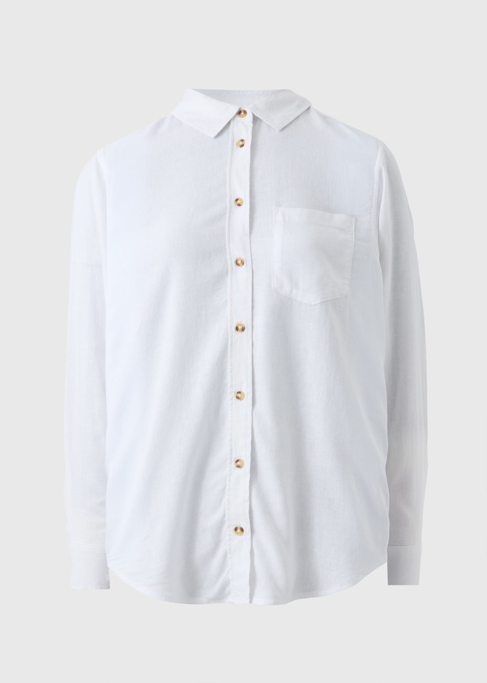 Papaya Petite White Linen Blend Long Sleeve Shirt