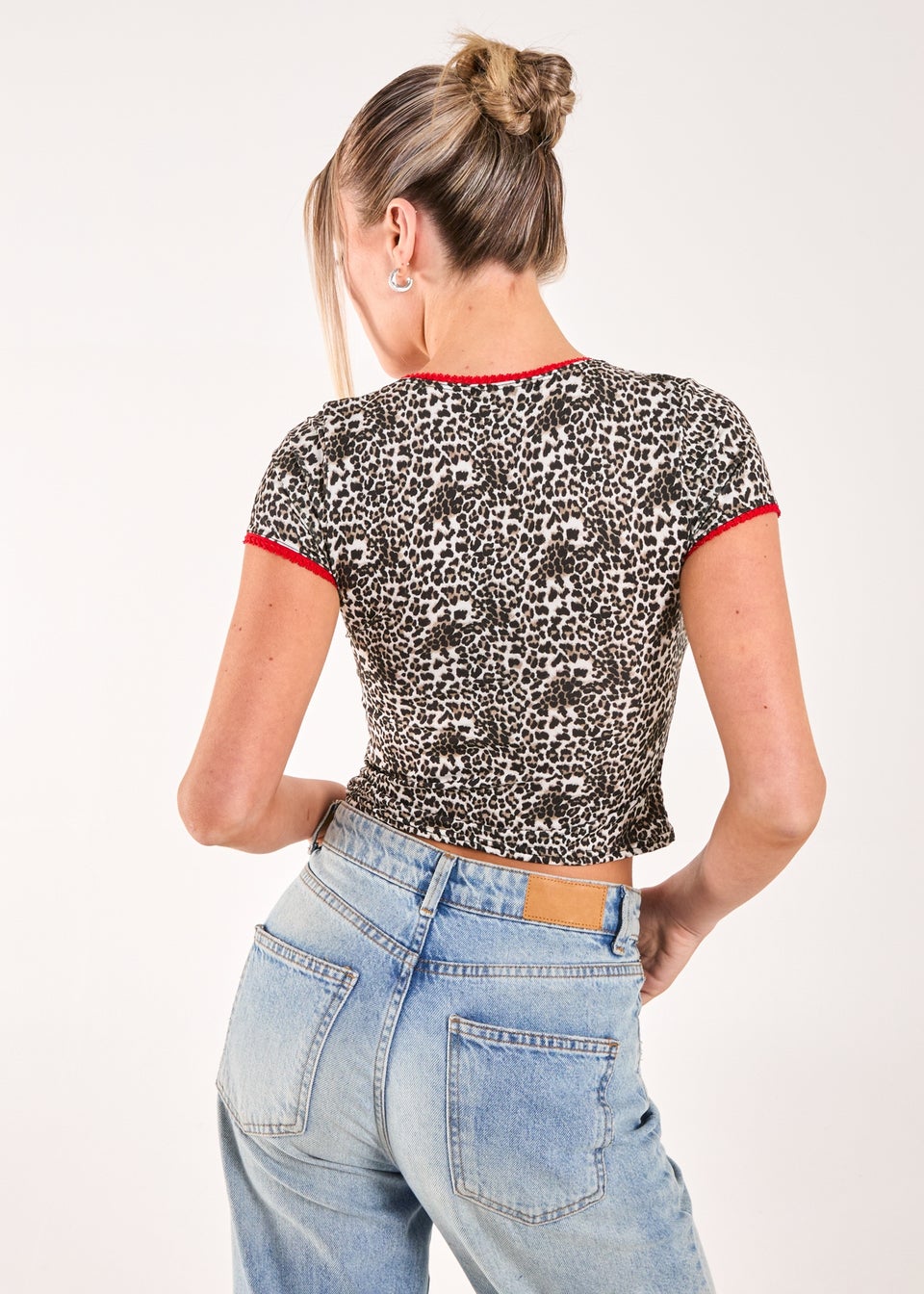 Pink Vanilla Brown Cap Sleeve Leopard Print Top