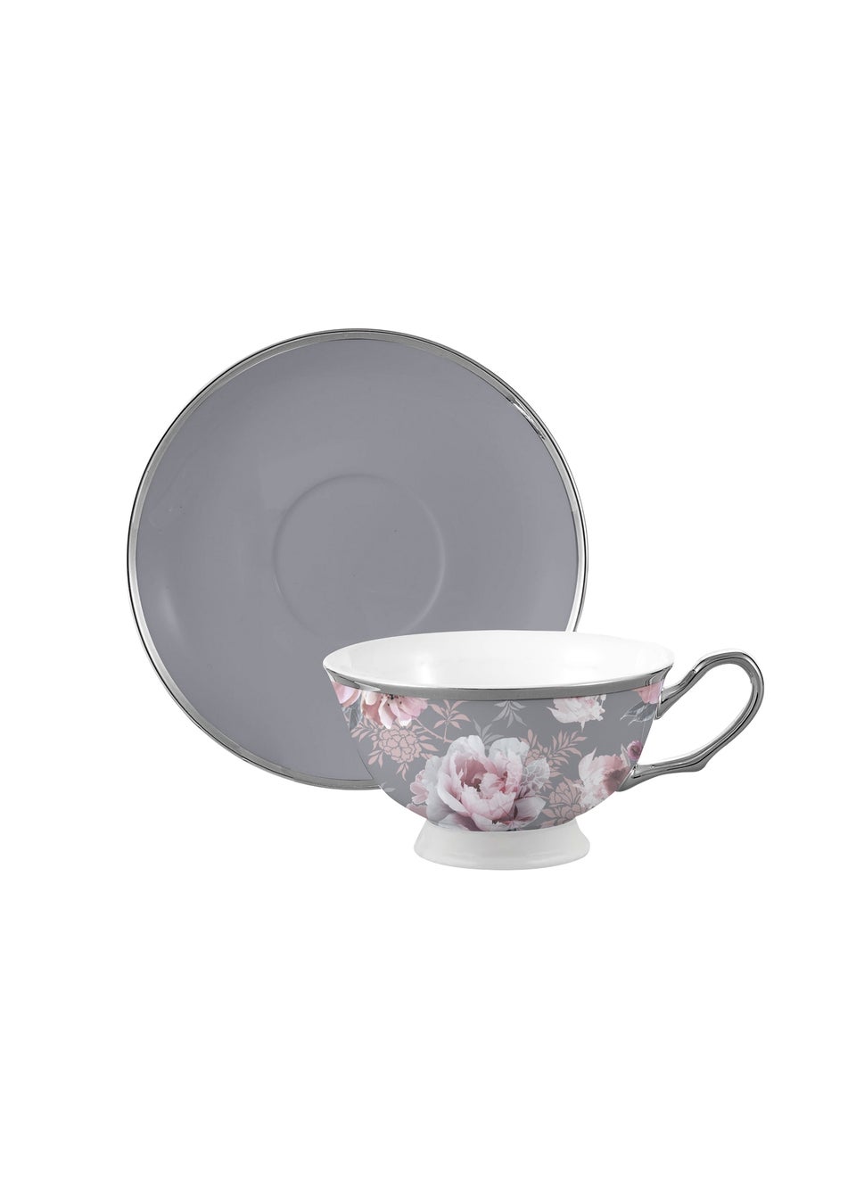 Catherine Lansfield Dramatic Floral Teacup & Saucer Set