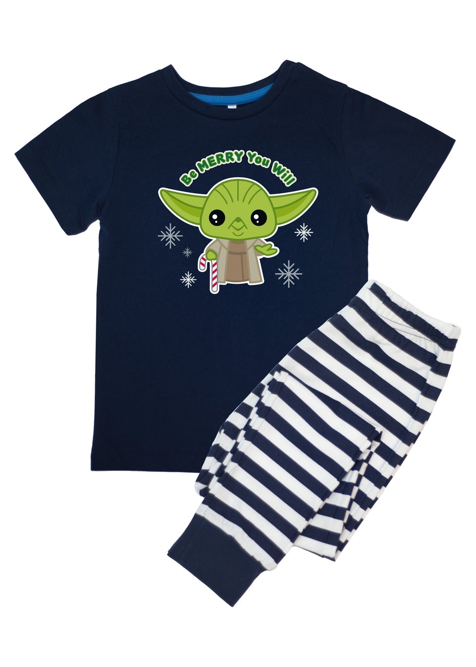Star Wars Be Merry You Will Kids Navy Stripes Pyjamas 3 8 Years Matalan
