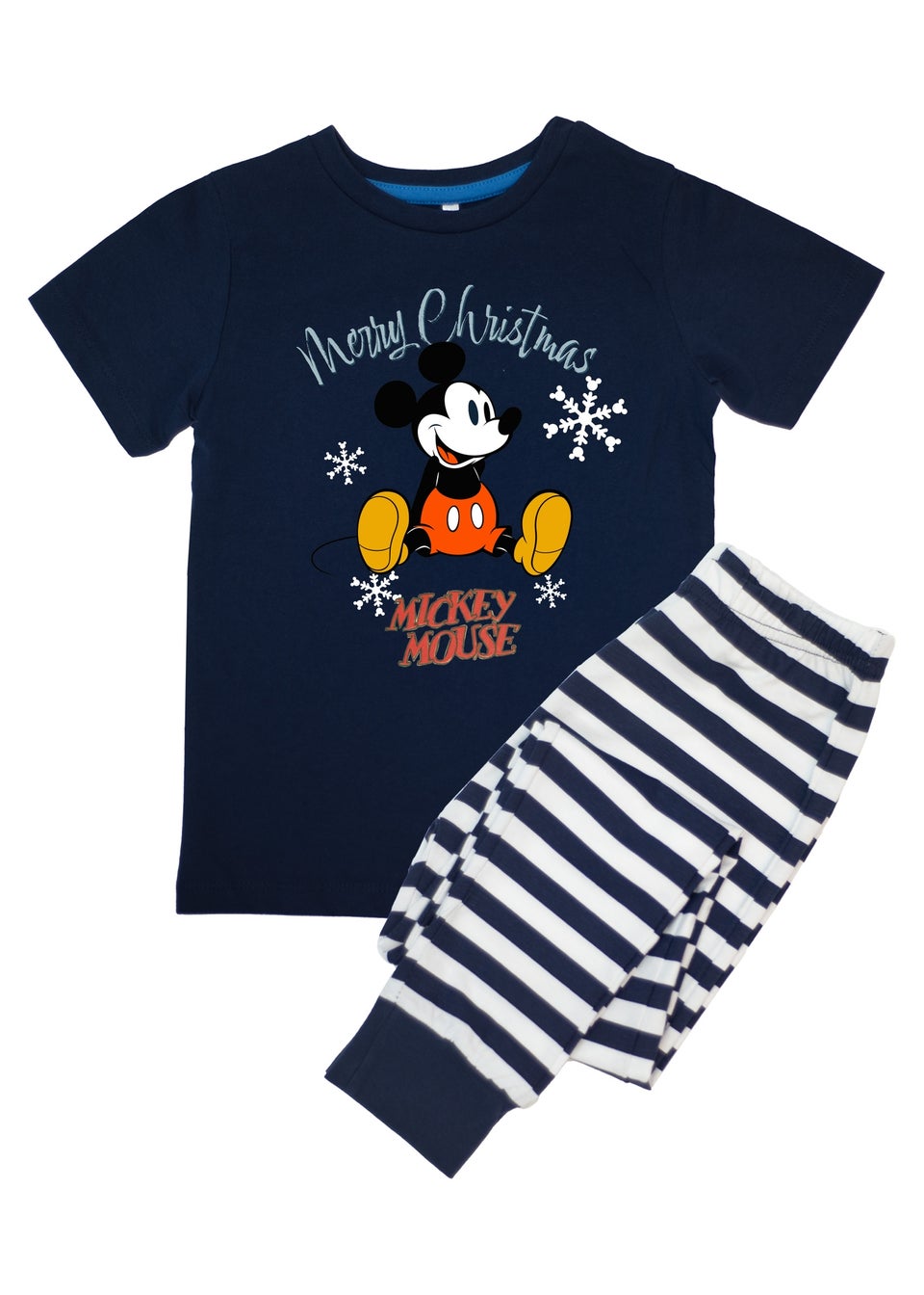 Disney Mickey Mouse Merry Christmas Kids Navy Stripes Pyjamas 3 8 Years Matalan