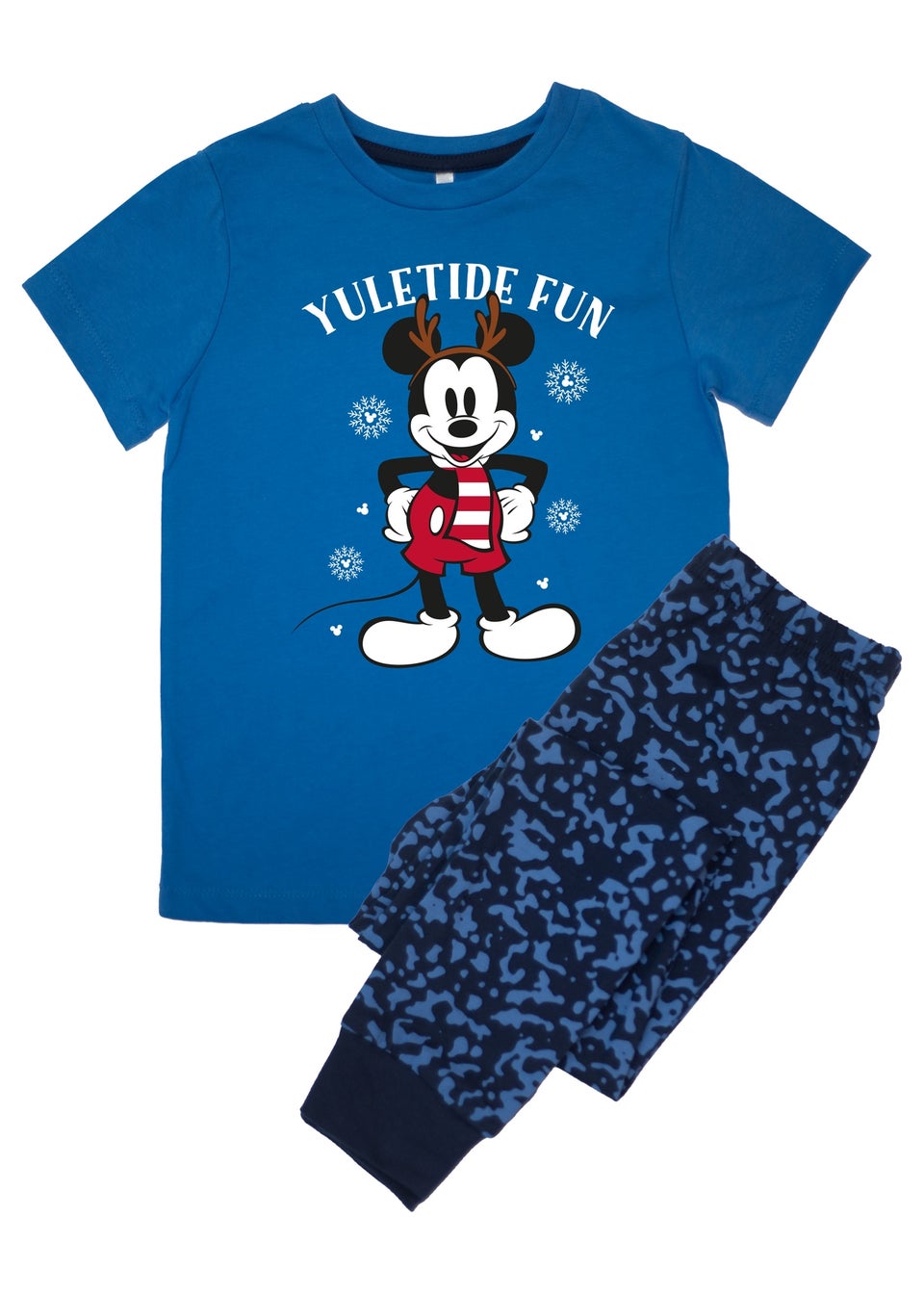 Disney Mickey Mouse Yuletide Fun Kids Blue Camo Pyjamas 3 8 Years Matalan