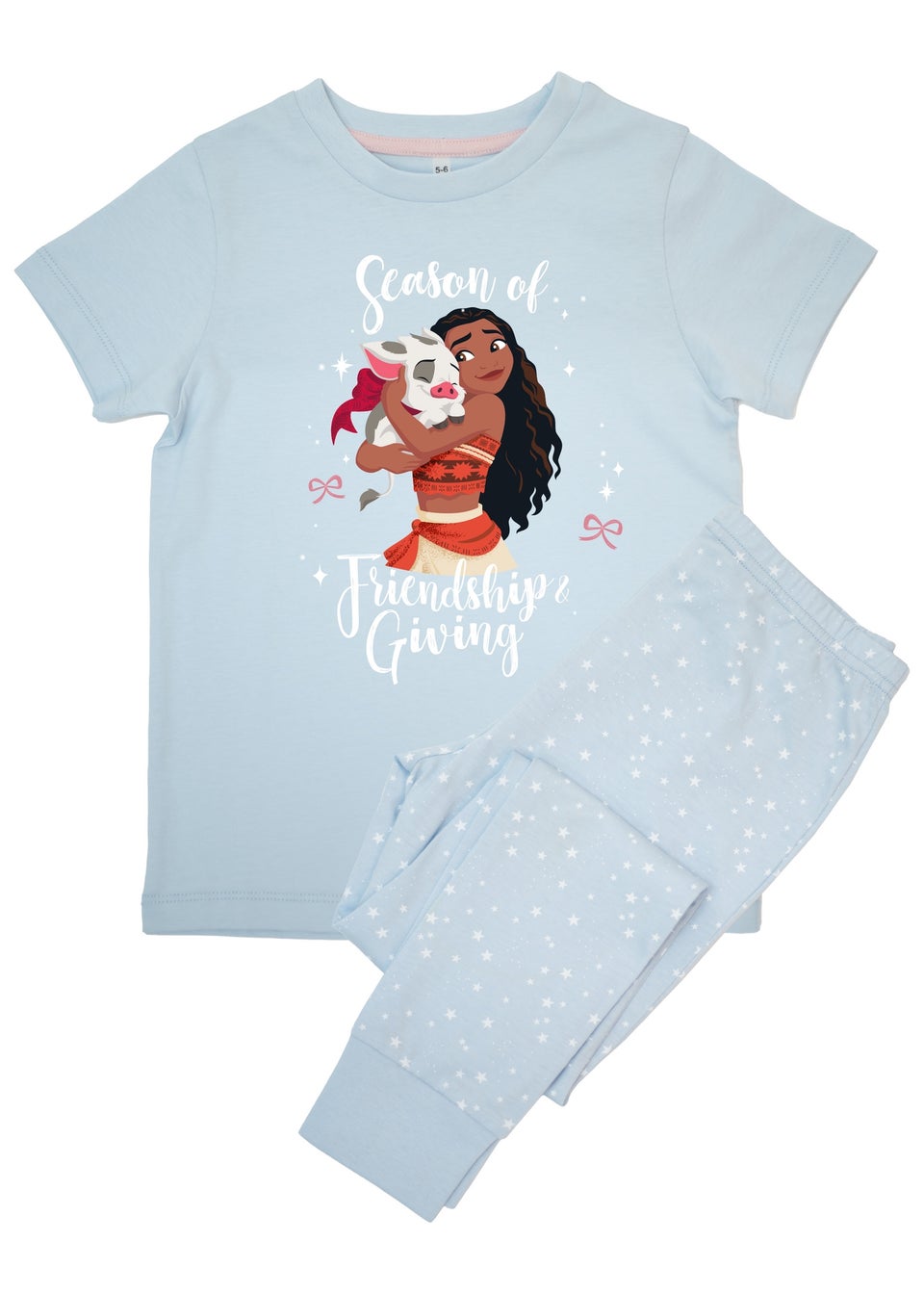 Disney Moana Season Of Friendship Kids Blue Stars Pyjamas 3 8 Years Matalan