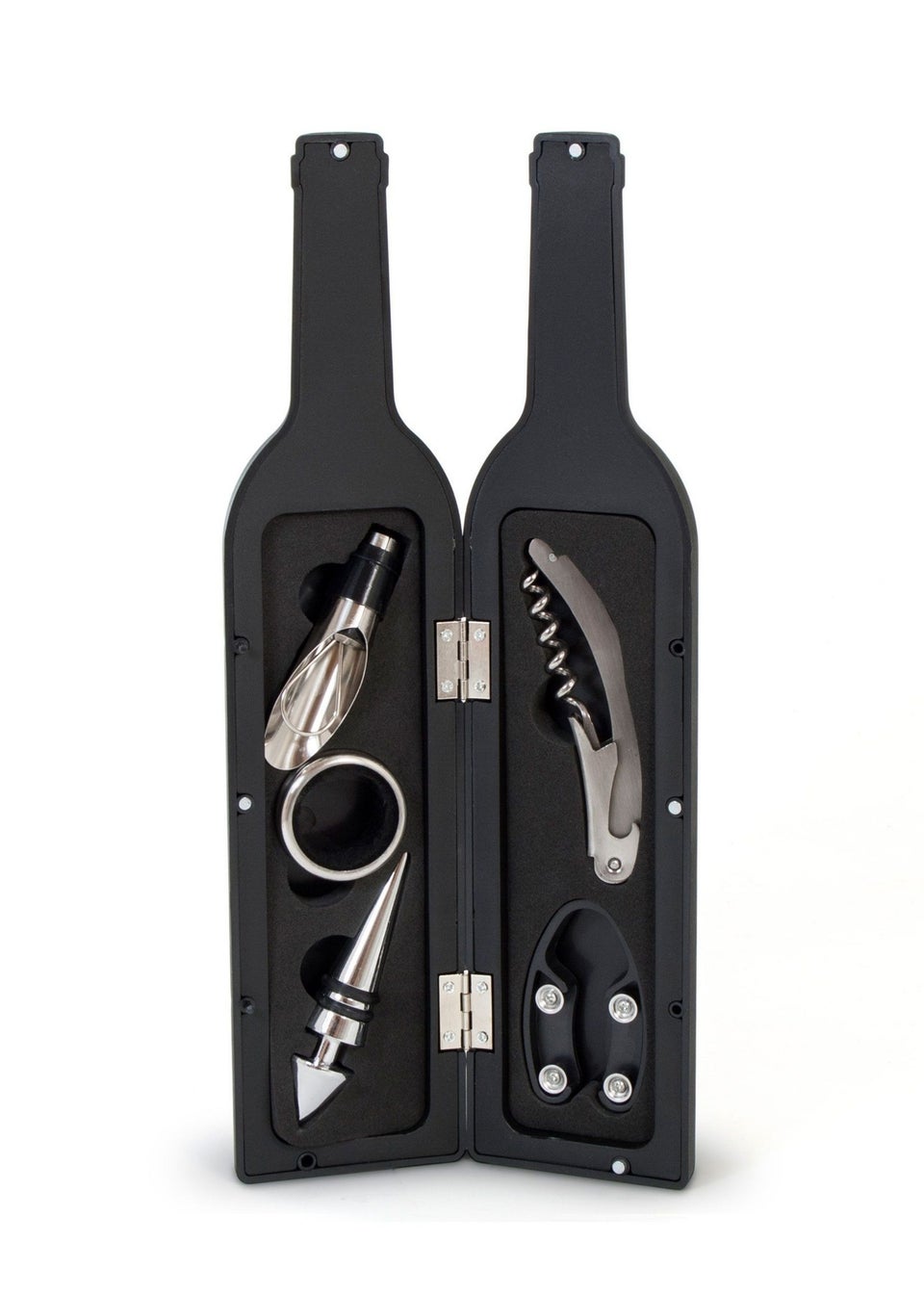 Connoisseur Creations Black Wine Bottle Accessory Set