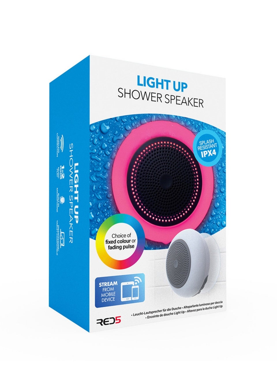 Red 5 White Light Up Shower Speaker