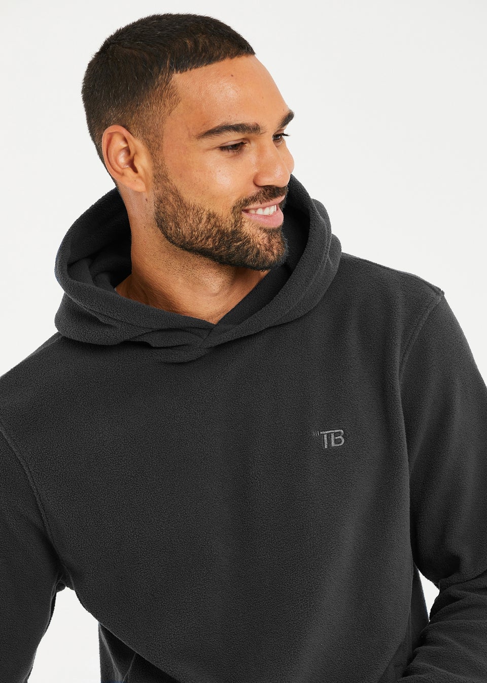 Threadbare Dark Grey Microfleece Overhead Hoodie