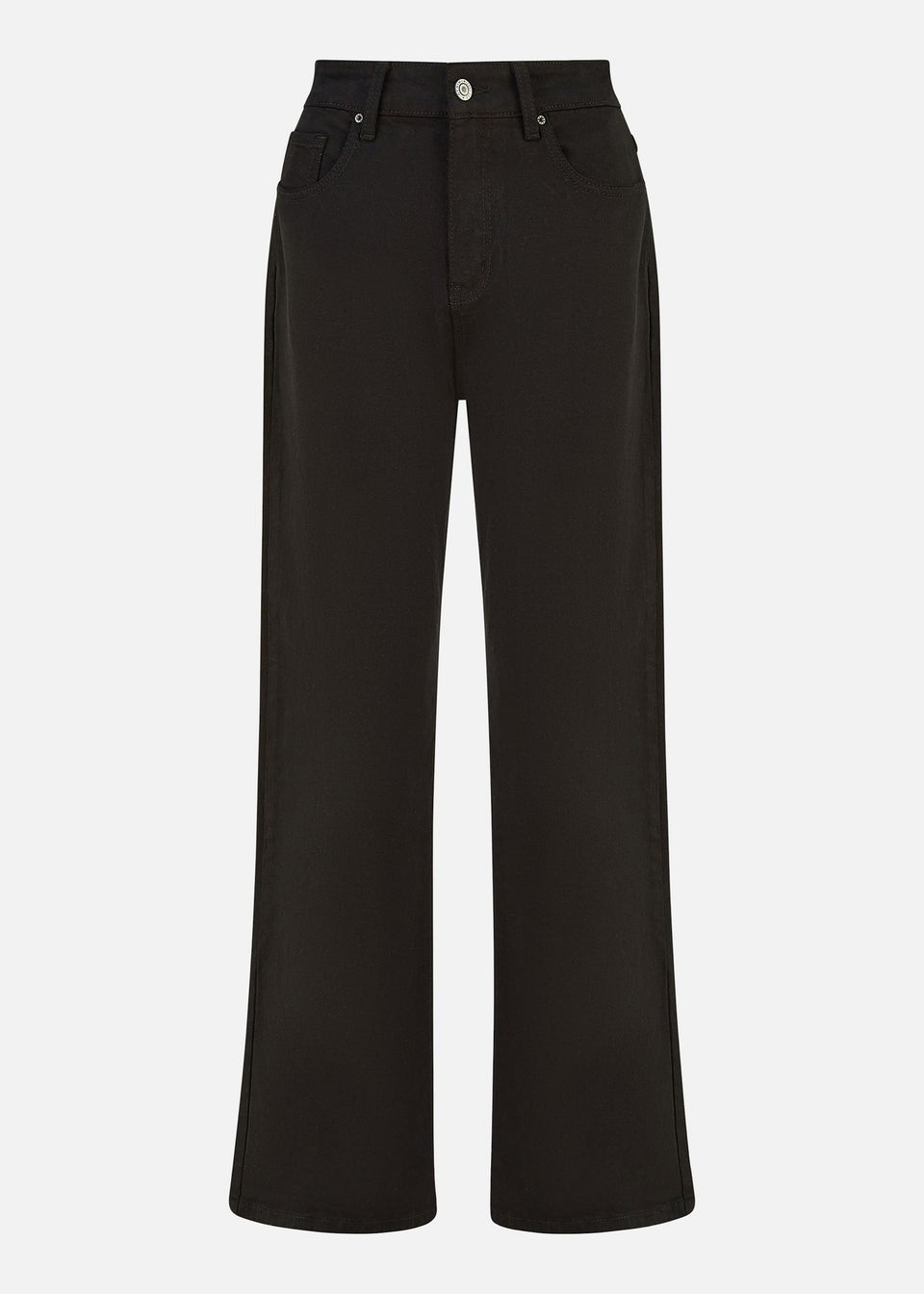Yumi Black Stretch Canvas Wide Leg High Waist Jeans