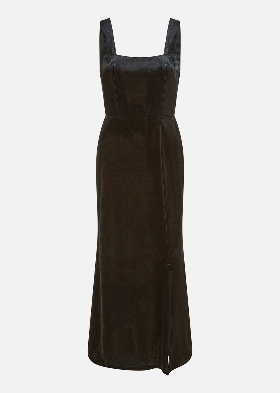 Mela Black Velvet Fitted Midi Dress