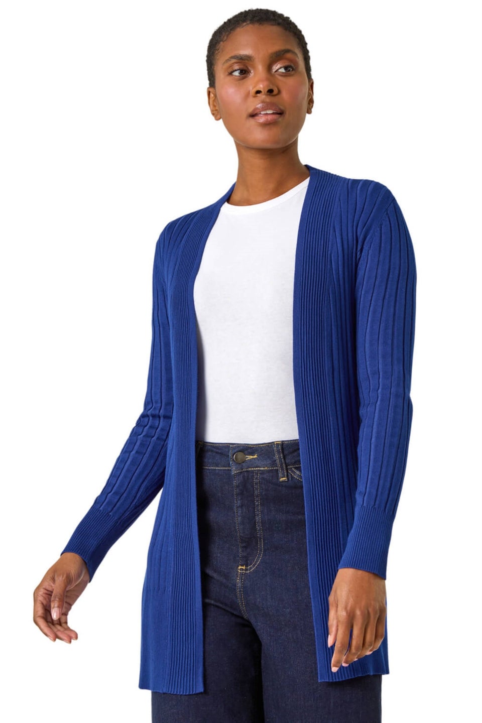 Longline ribbed cardigan shop