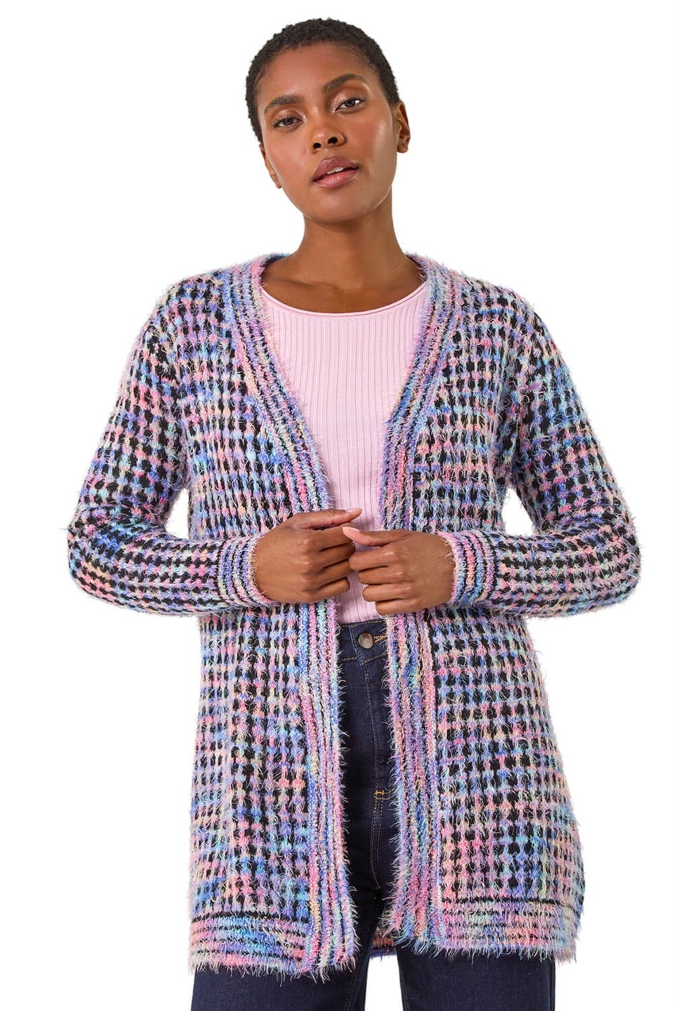 Roman Lavender Spacedye Fluffy Cardigan Matalan