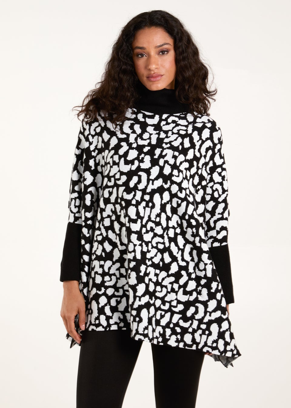 Blue Vanilla Black Spot Roll Neck Jumper