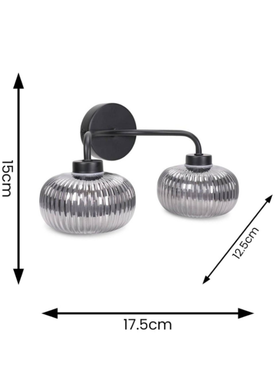 ValueLights Amaia Polished Black Wall Light with Clear Globe Shade