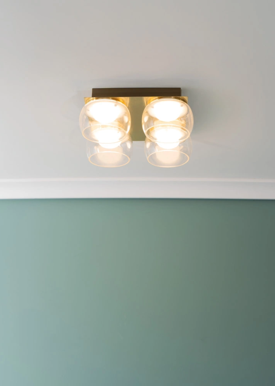 ValueLights Alissa Brushed Gold Flush Light with Clear Dome Shade Integrated LED