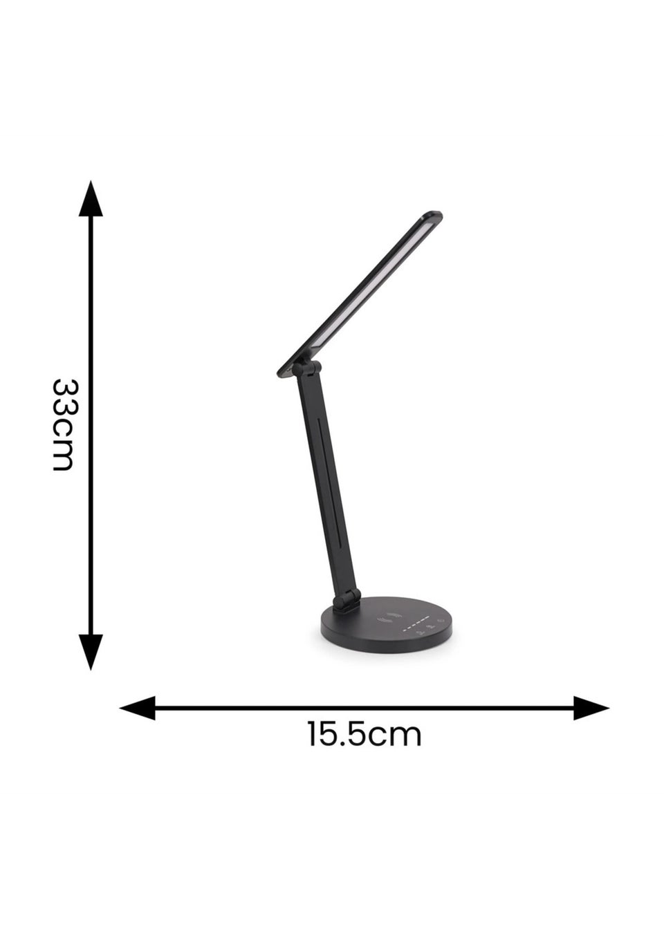 ValueLights Kiko Adjustable Dimmable Matte Black Table Lamp Integrated LED (33cm x 15.5cm x 15.5cm)