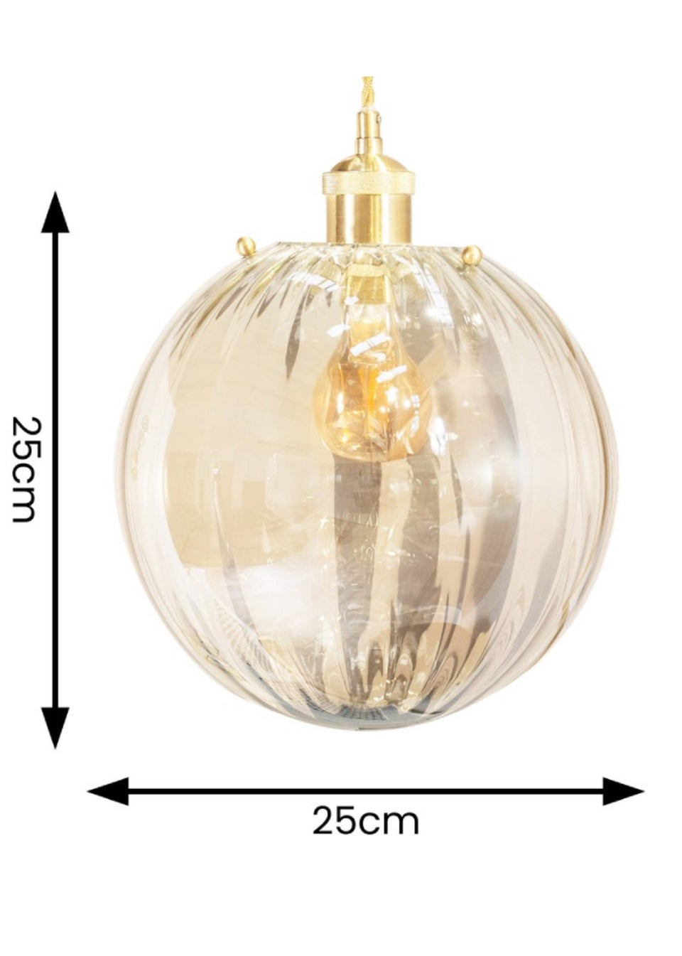 ValueLights Chessy Glass Amber Gold Globe Ceiling Pendant Shade