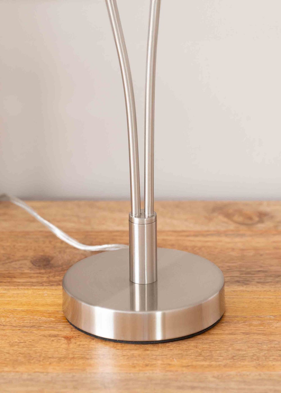 ValueLights Velika  Silver Table Lamp with White Globe Shade (47.5cm x 13cm x 24cm)