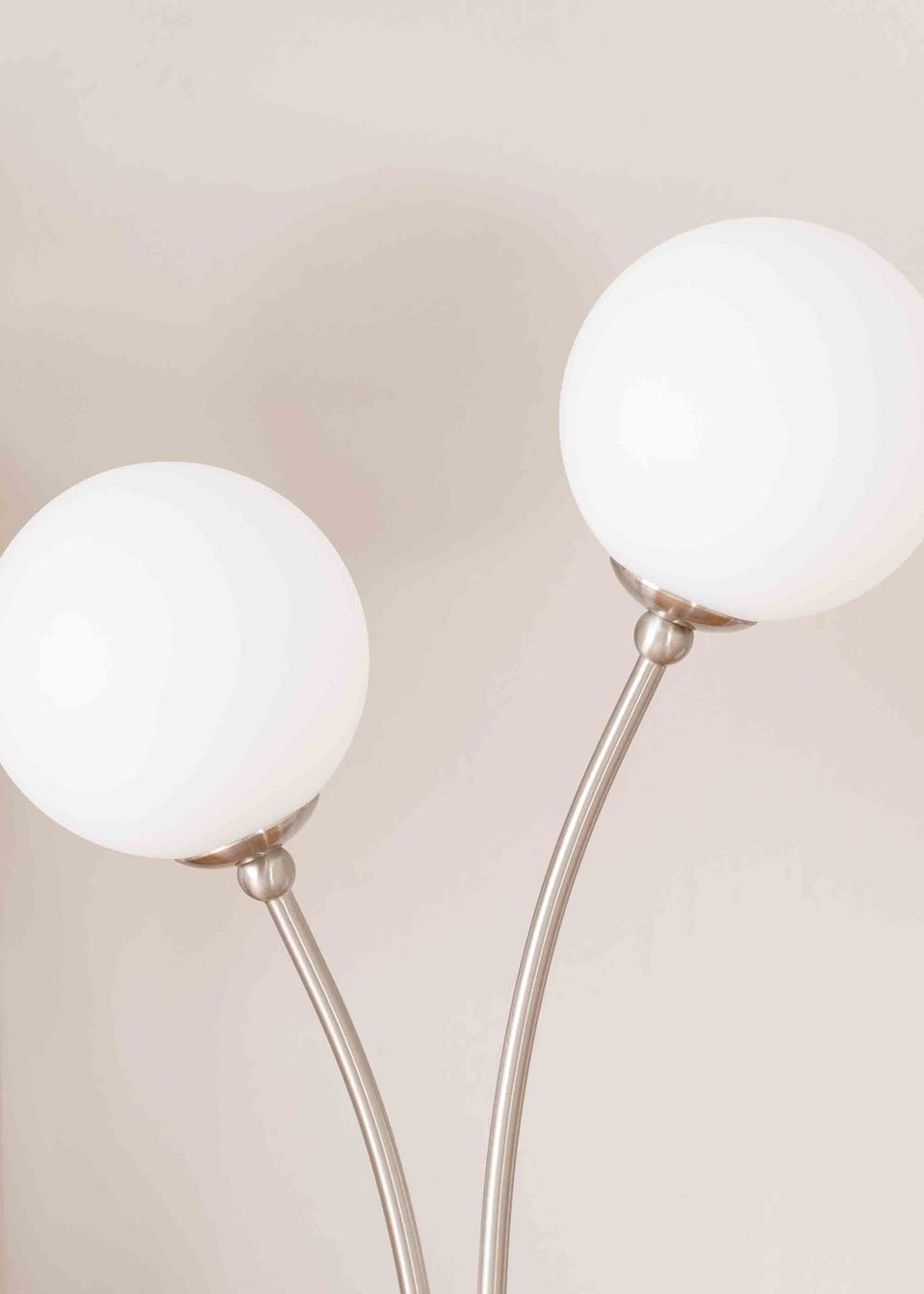 ValueLights Velika  Silver Table Lamp with White Globe Shade (47.5cm x 13cm x 24cm)