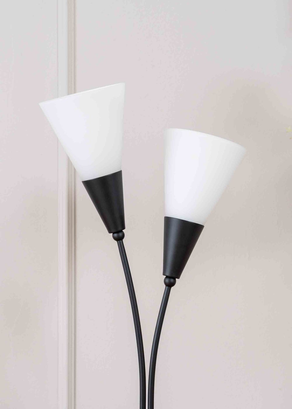 ValueLights Kristina  Black Table Lamp with White Uplighter Shade (48.5cm x 13cm x 14cm)