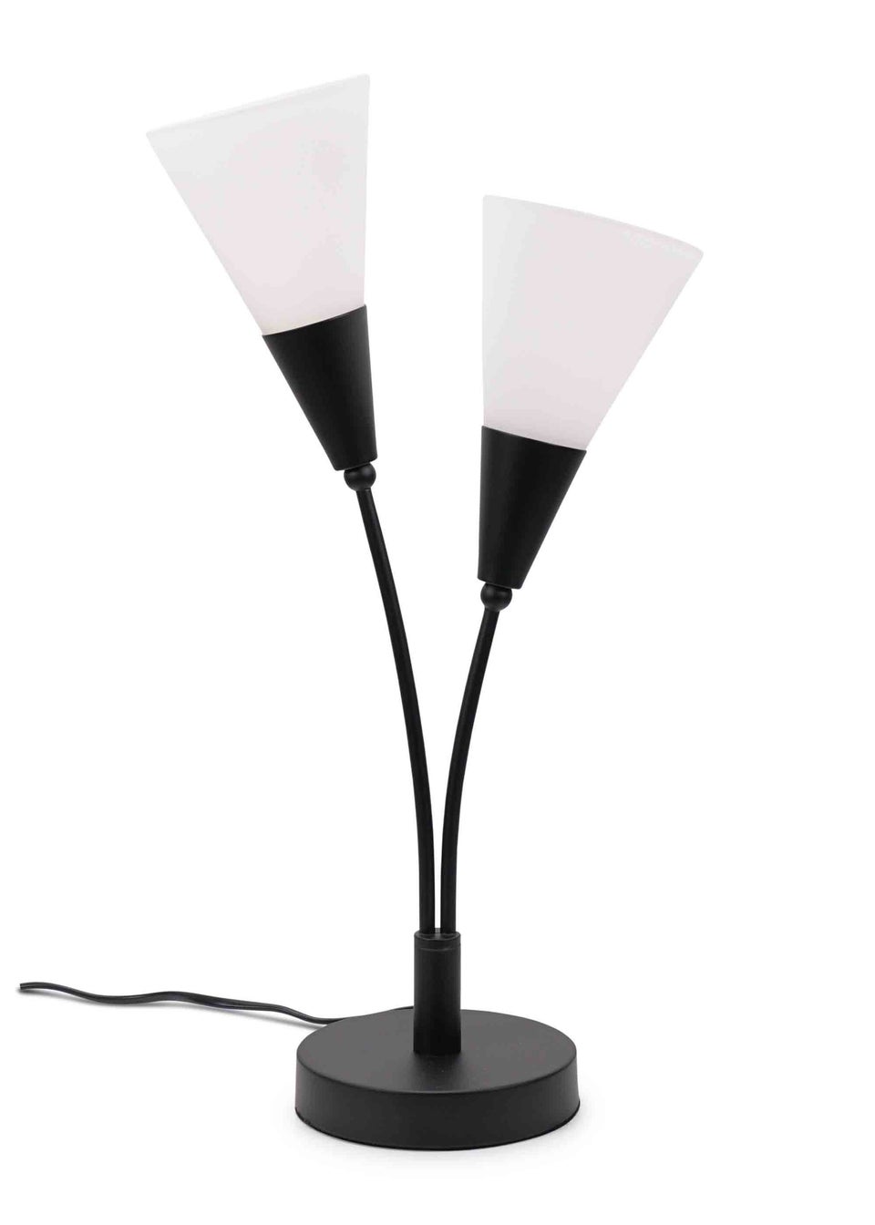 ValueLights Kristina  Black Table Lamp with White Uplighter Shade (48.5cm x 13cm x 14cm)