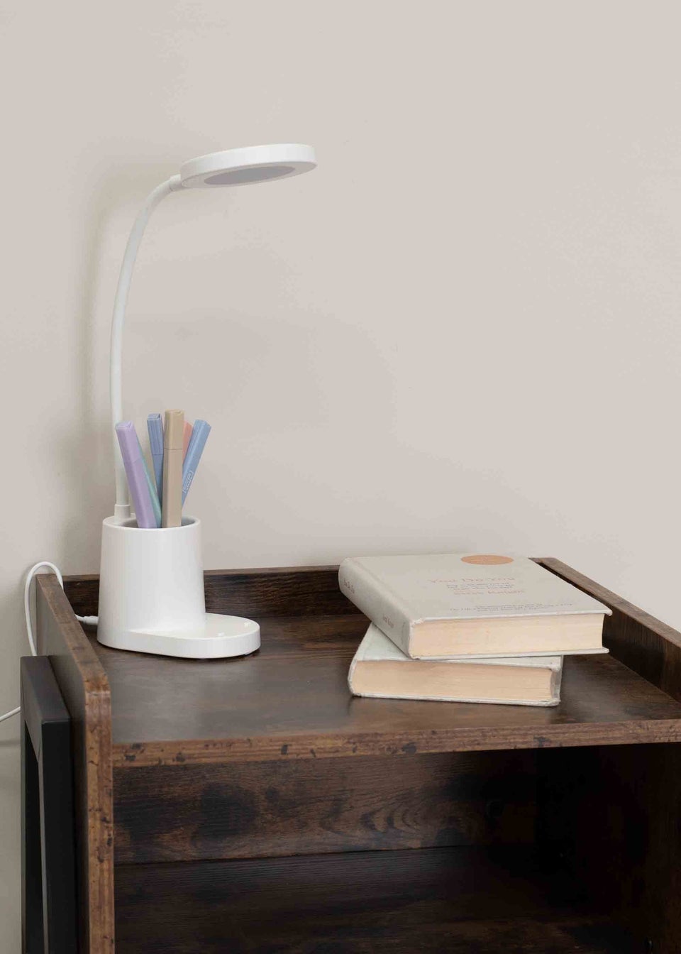 ValueLights Marco Dimmable Matte White Table Lamp Integrated LED (47cm x 12.8cm x 9.8cm)