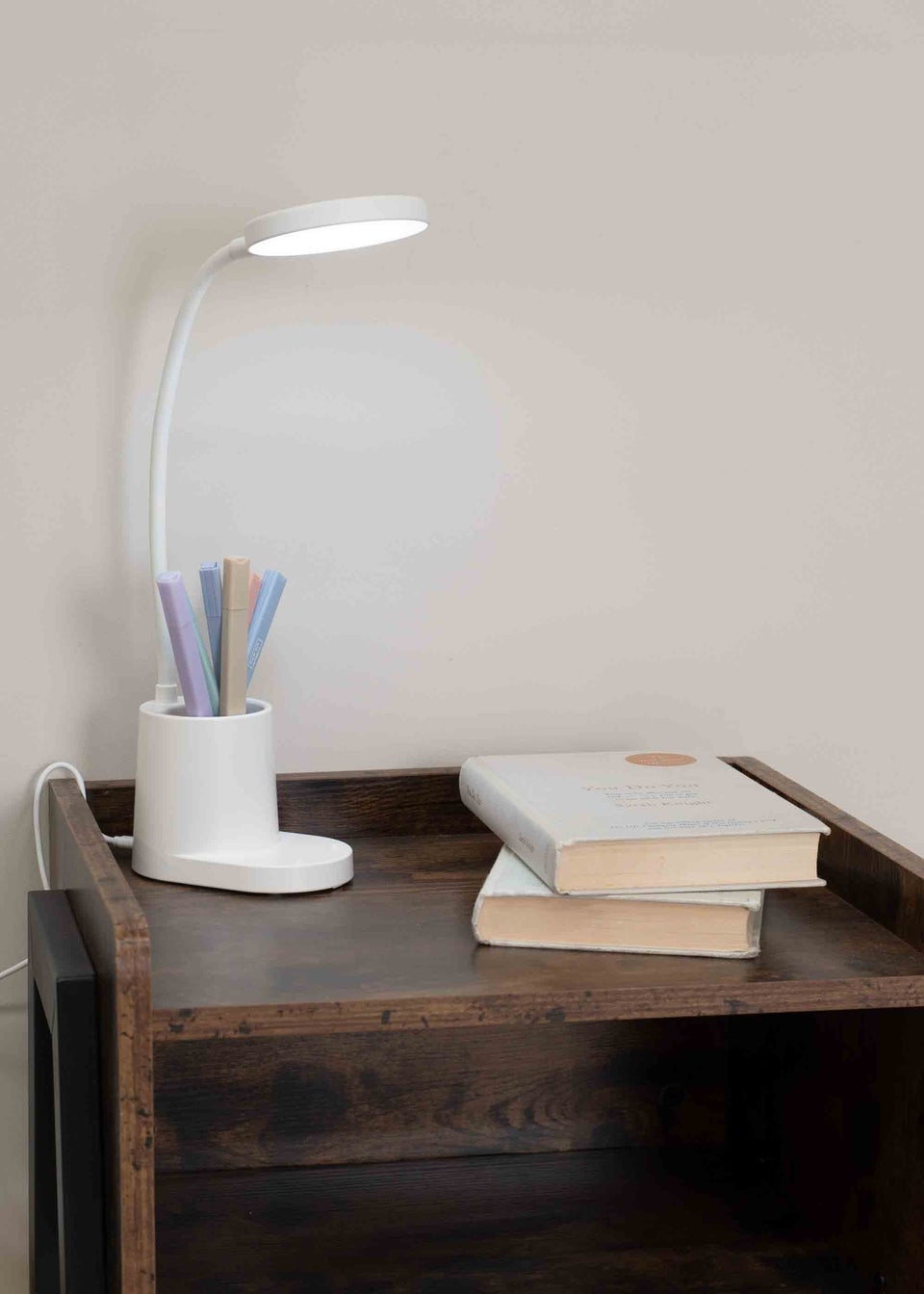 ValueLights Marco Dimmable Matte White Table Lamp Integrated LED (47cm x 12.8cm x 9.8cm)