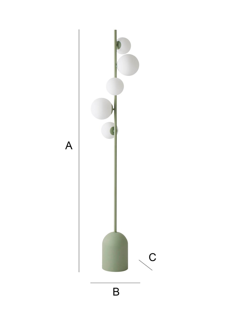 ValueLights Marlow Sage Green Floor Lamp with White Globe Shade