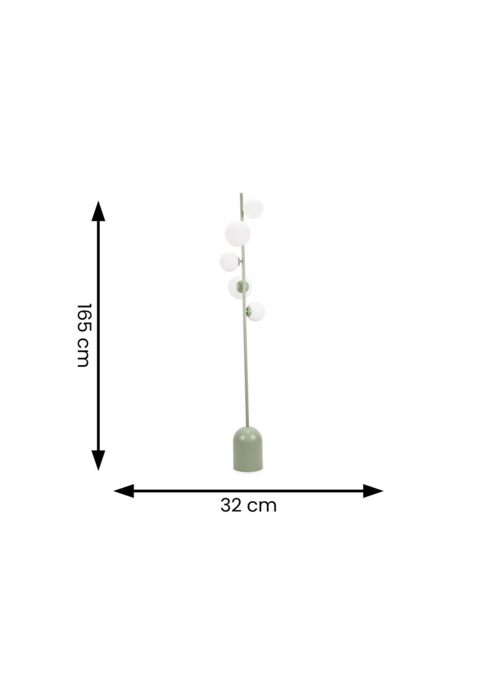 ValueLights Marlow Sage Green Floor Lamp with White Globe Shade