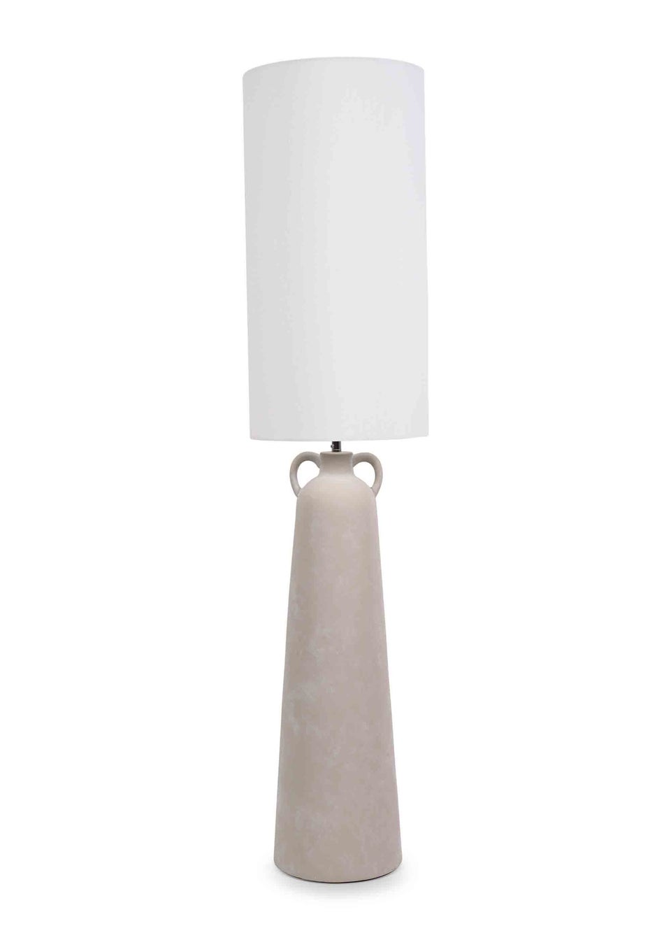 ValueLights Grayson Cement Effect Natural Floor Lamp with Cream Drum Shade