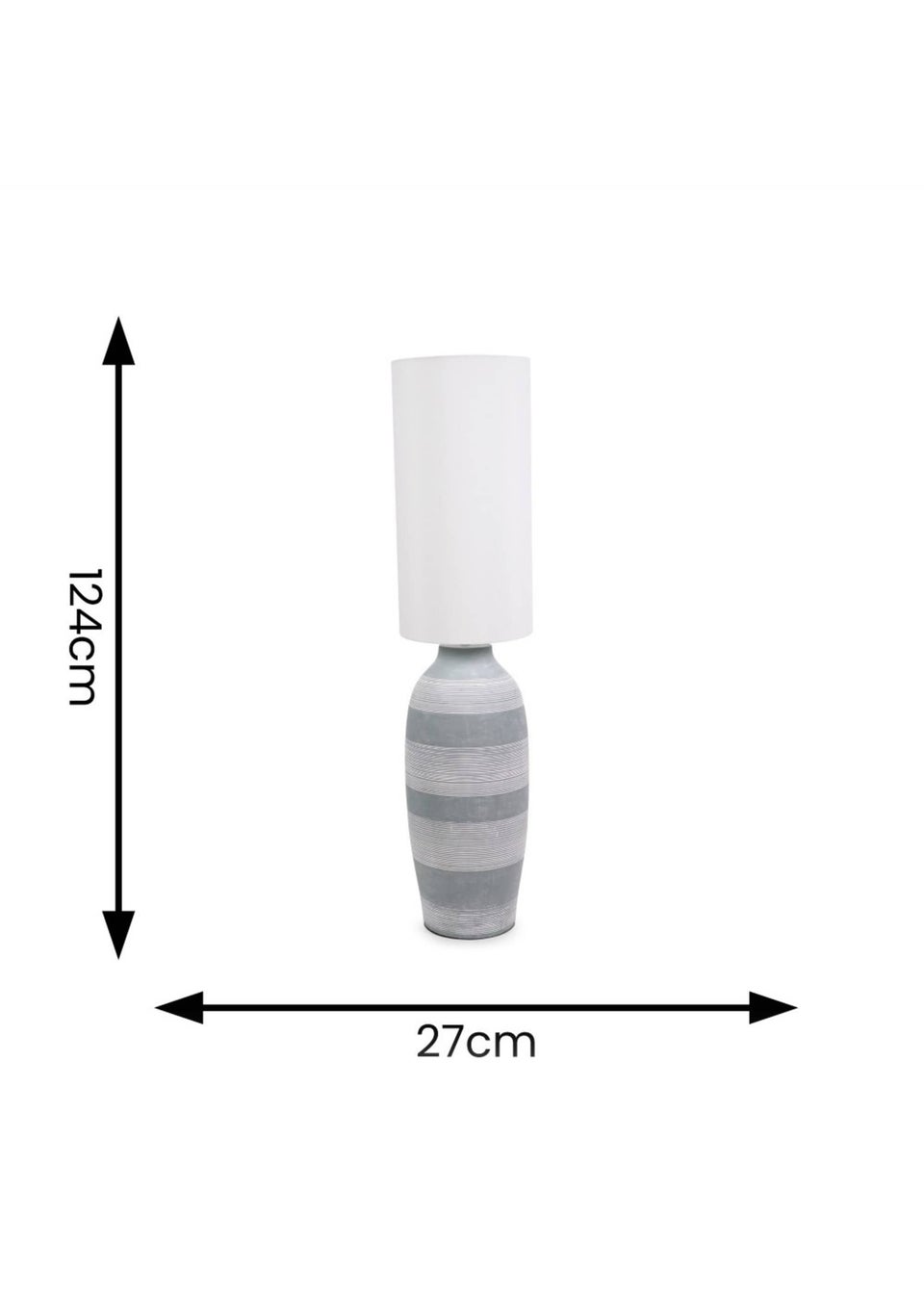 ValueLights Deegan Cement Effect Grey Floor Lamp with Cream Drum Shade