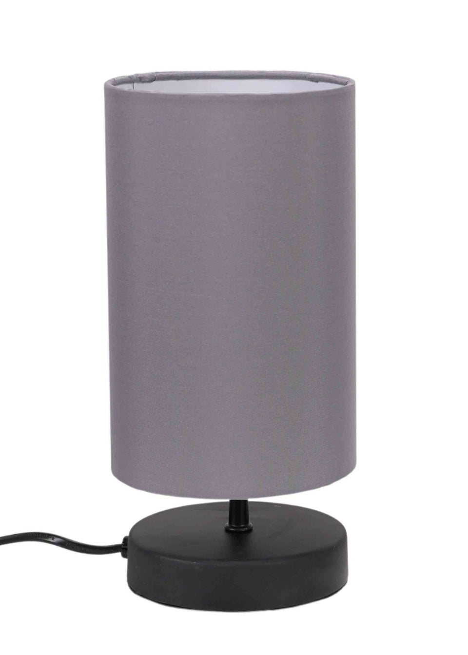 ValueLights Francis Dimmable Matte Black Table Lamp with Grey Drum Shade