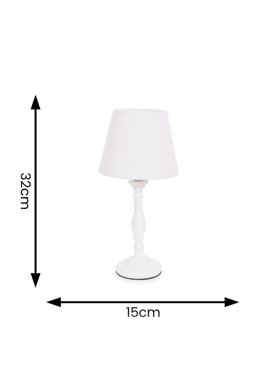 ValueLights Sara  White Table Lamp with Cream Tapered Shade (32cm x 15cm x 15cm)
