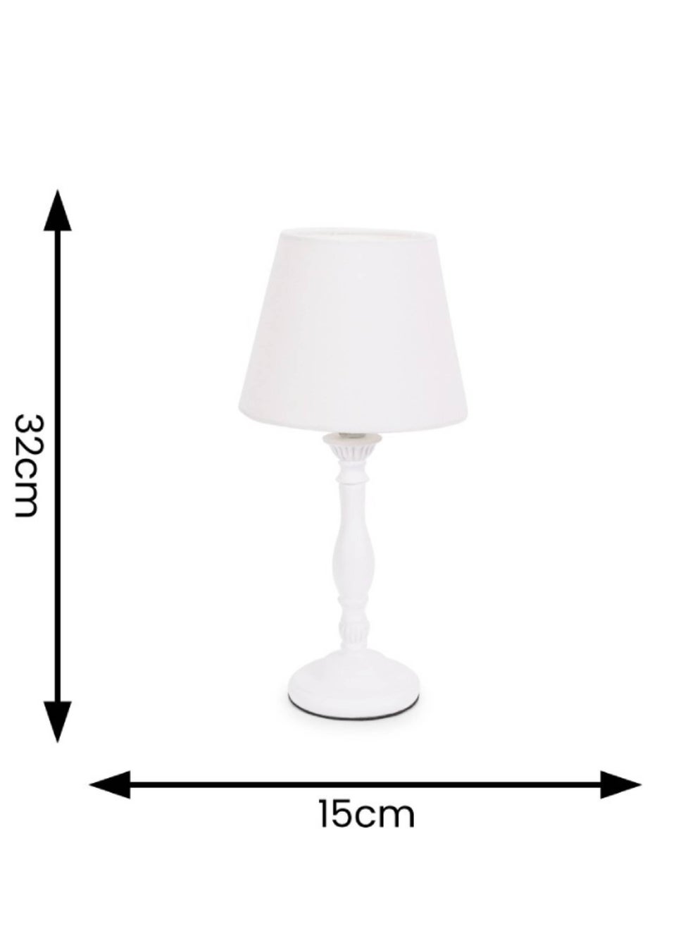 ValueLights Sara  White Table Lamp with Cream Tapered Shade (32cm x 15cm x 15cm)