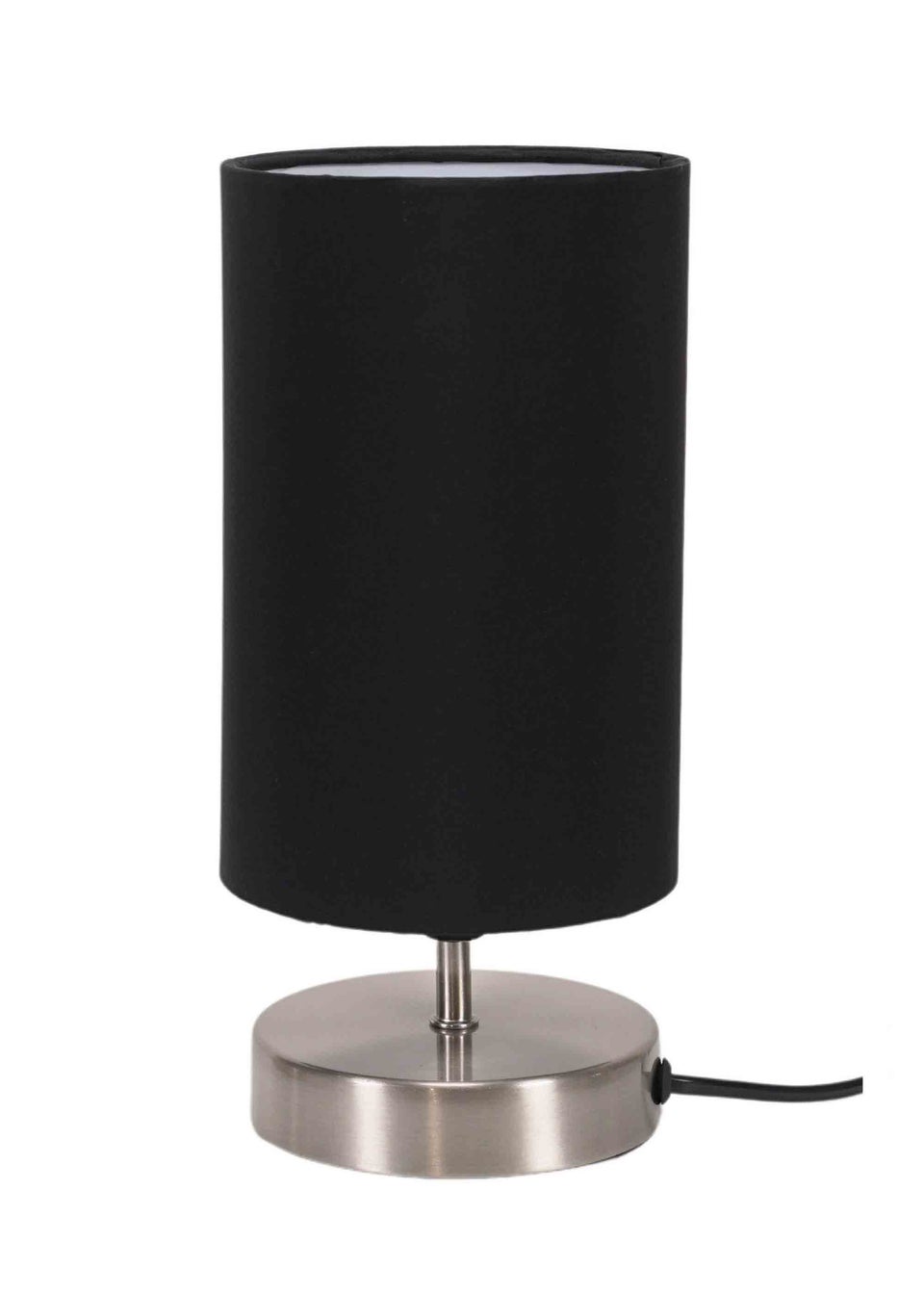 ValueLights Dimmable Silver Table Lamp with Black Drum Shade