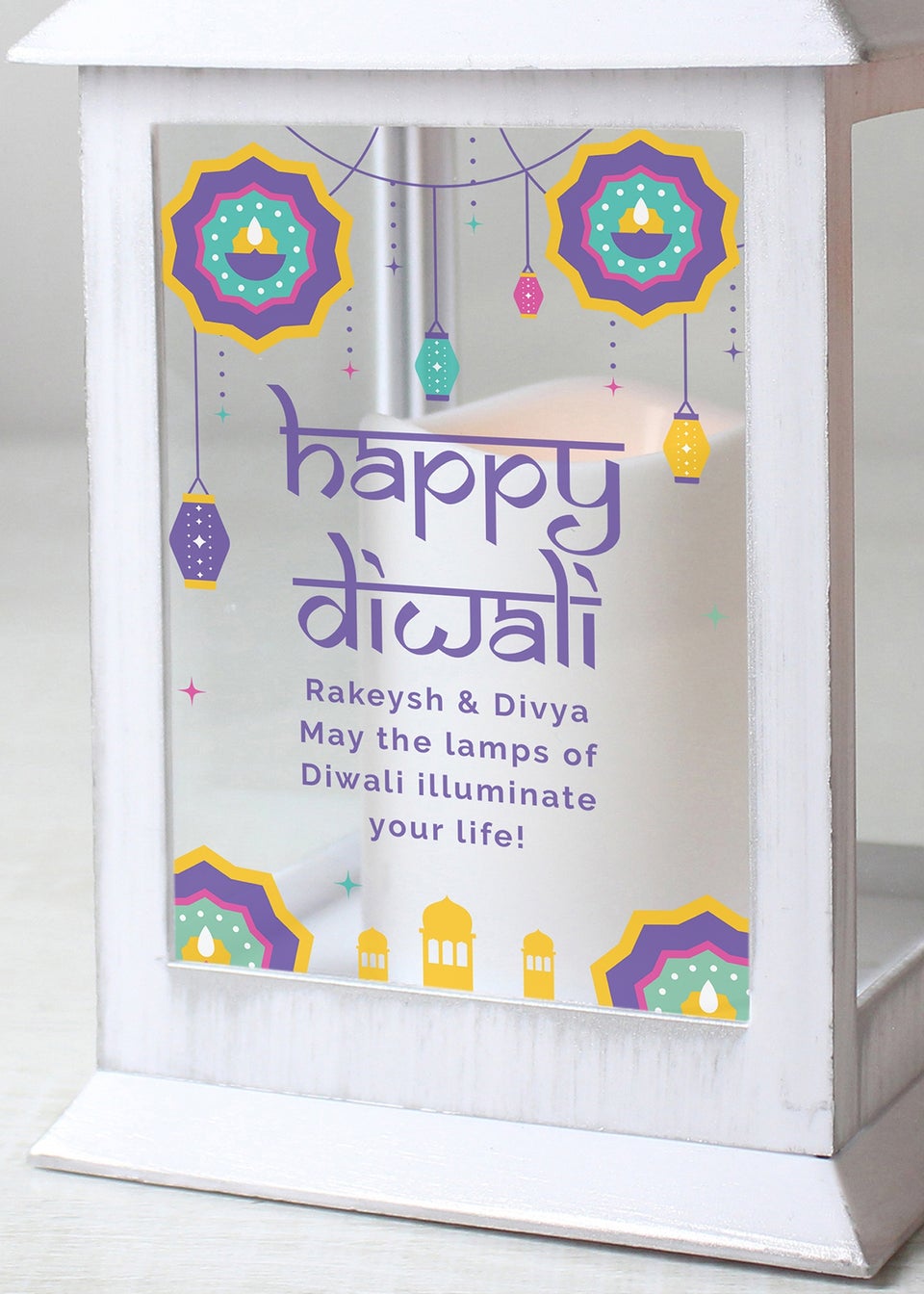 Personalised Memento Company Diwali White Lantern