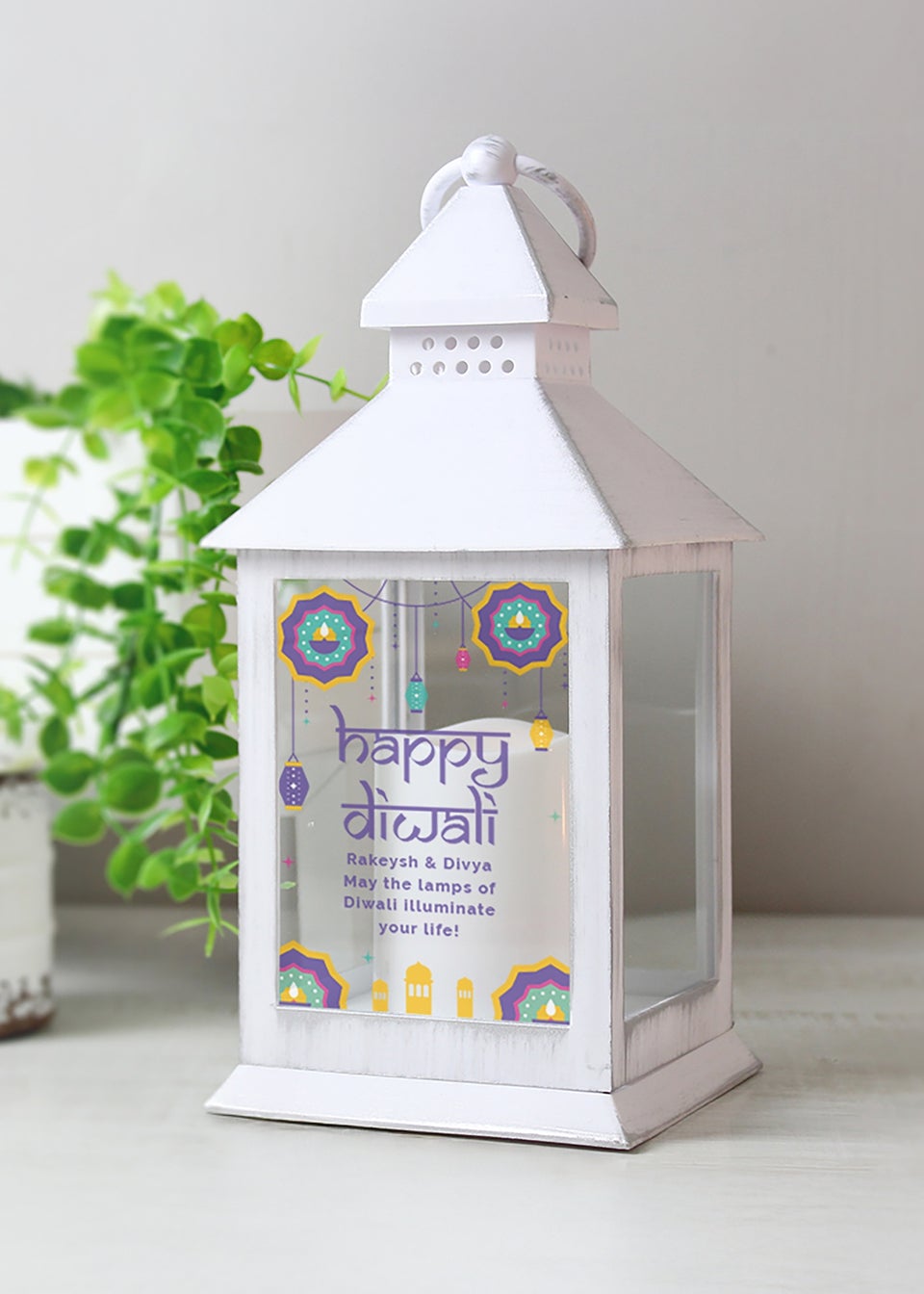 Personalised Memento Company Diwali White Lantern