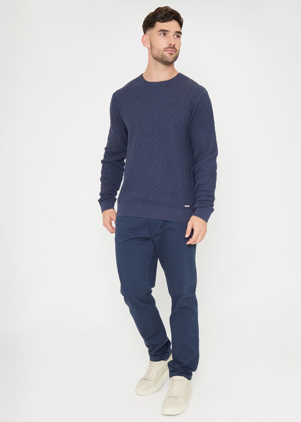 Threadbare Blue Mini Cable Knit Crew Neck Jumper