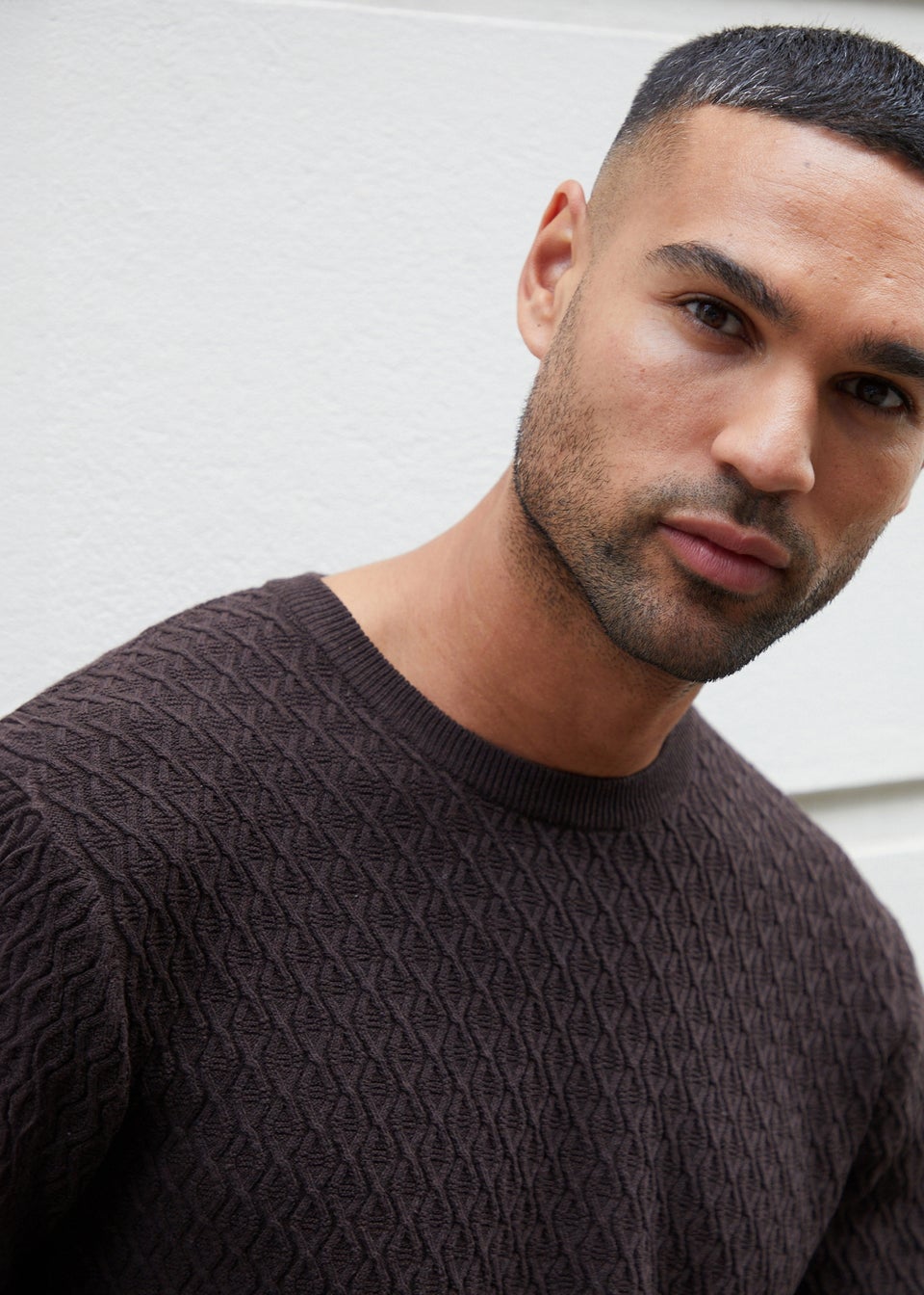 Threadbare Chocolate Mini Cable Knit Crew Neck Jumper
