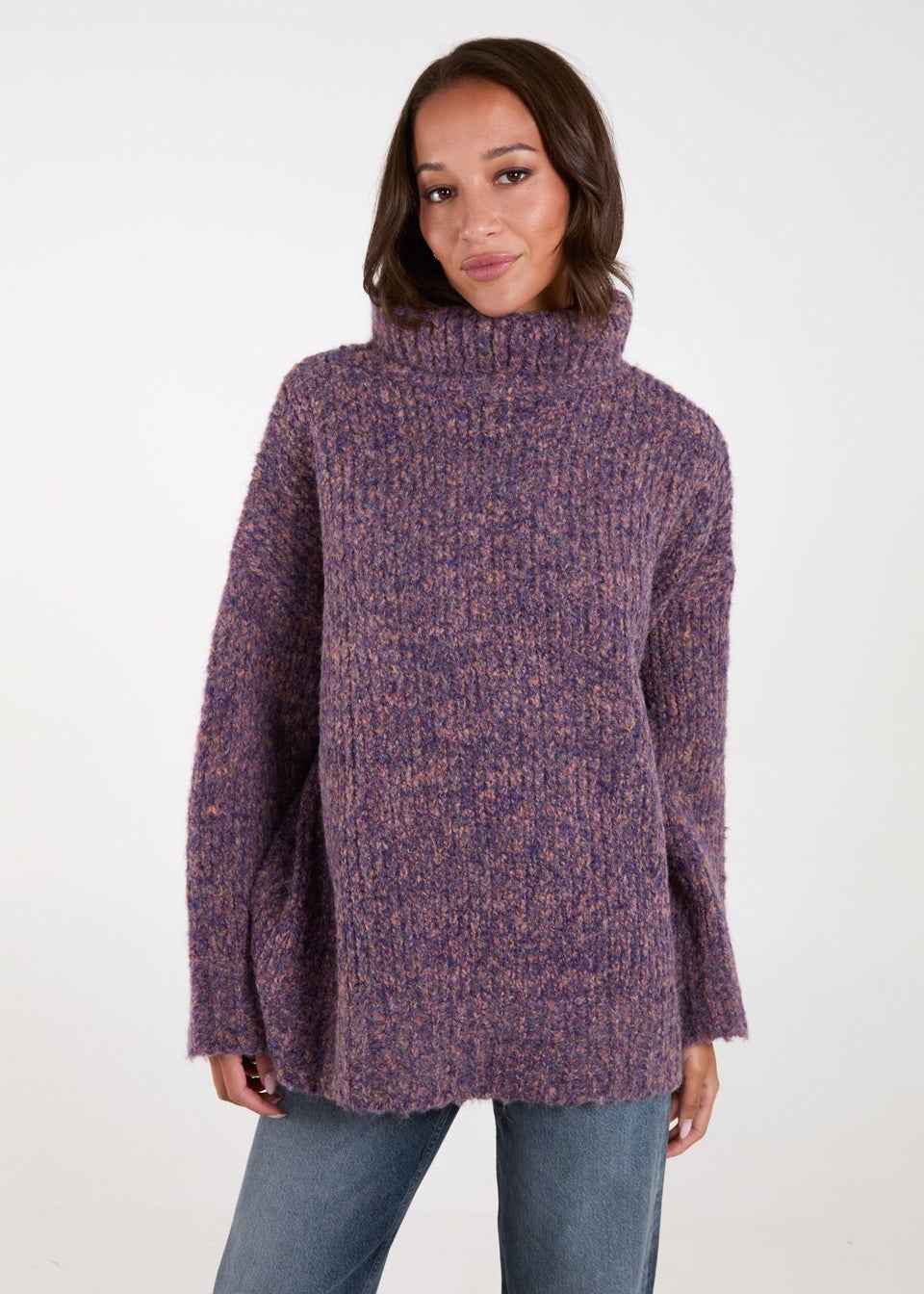 Purple polo neck jumper clearance