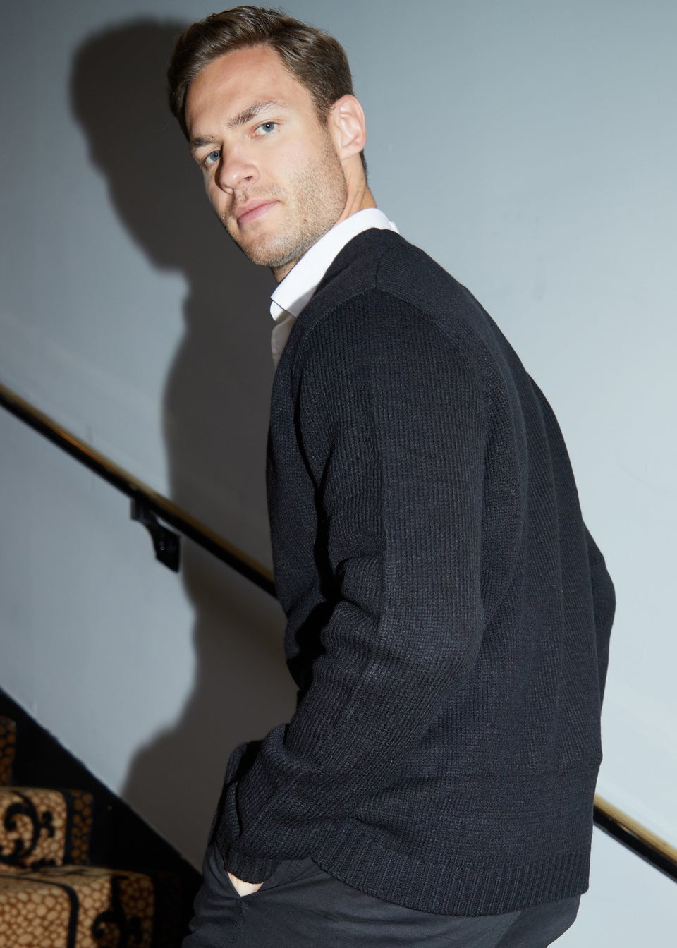 Threadbare Black Knitted V-Neck Cardigan With Wool