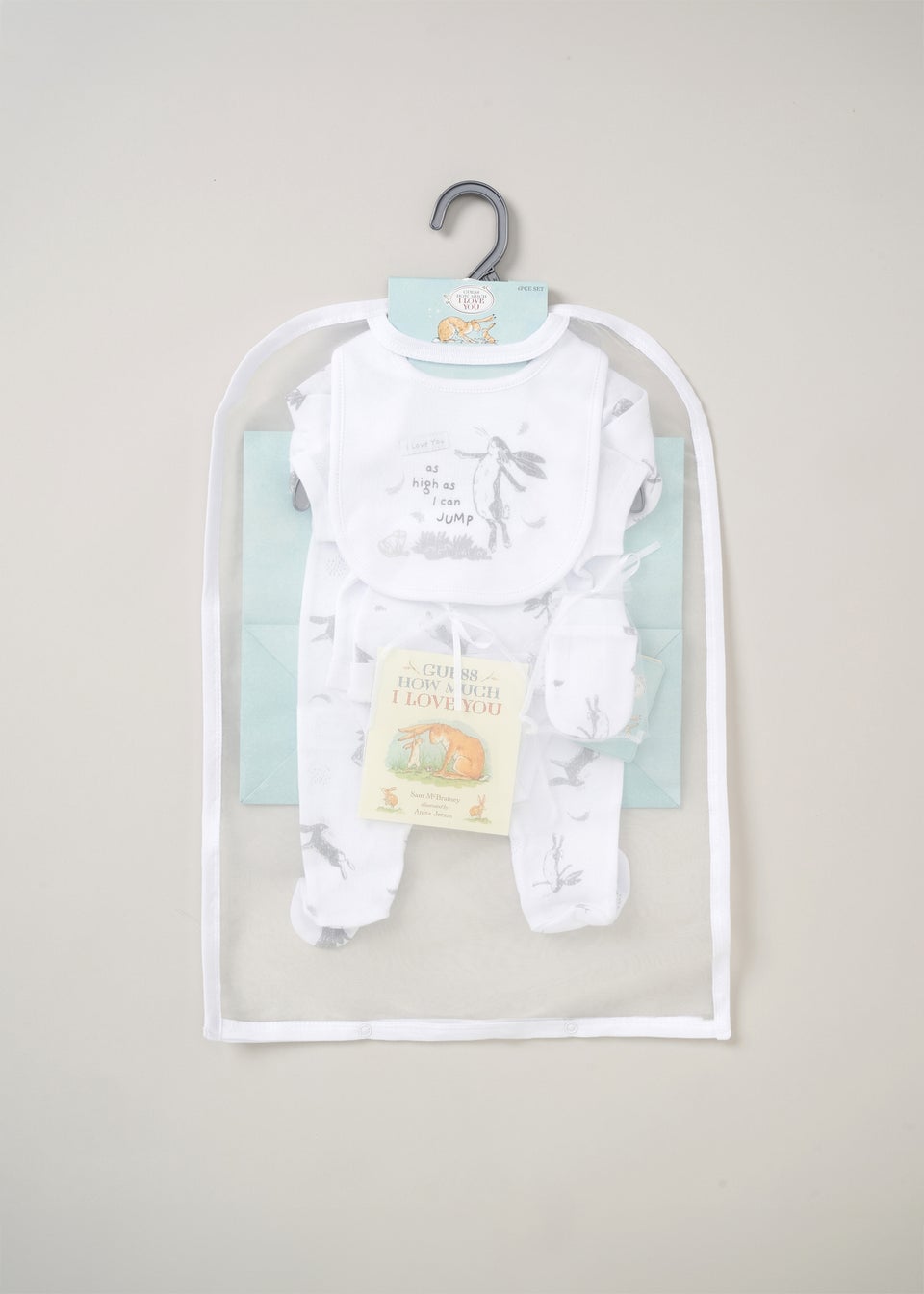 Guess How Much I Love you White 6PC Hanging Gift Set (0-6 months)