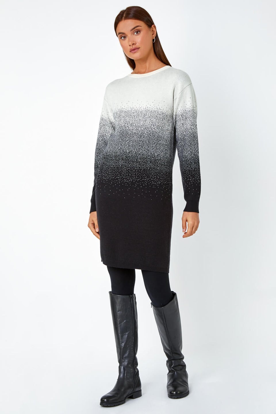 Roman Ivory Ombre Knitted Jumper Dress