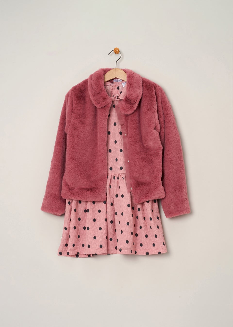 Miss Pink Girls Fur Jacket & Dress Outfit Set (9-24 mths)