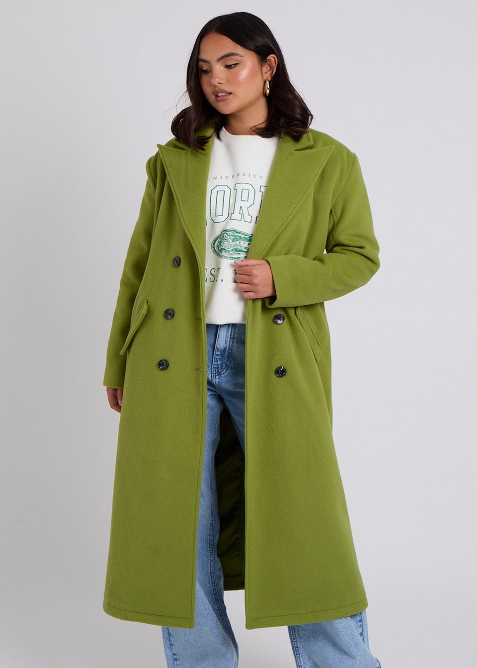 Green maxi coat on sale