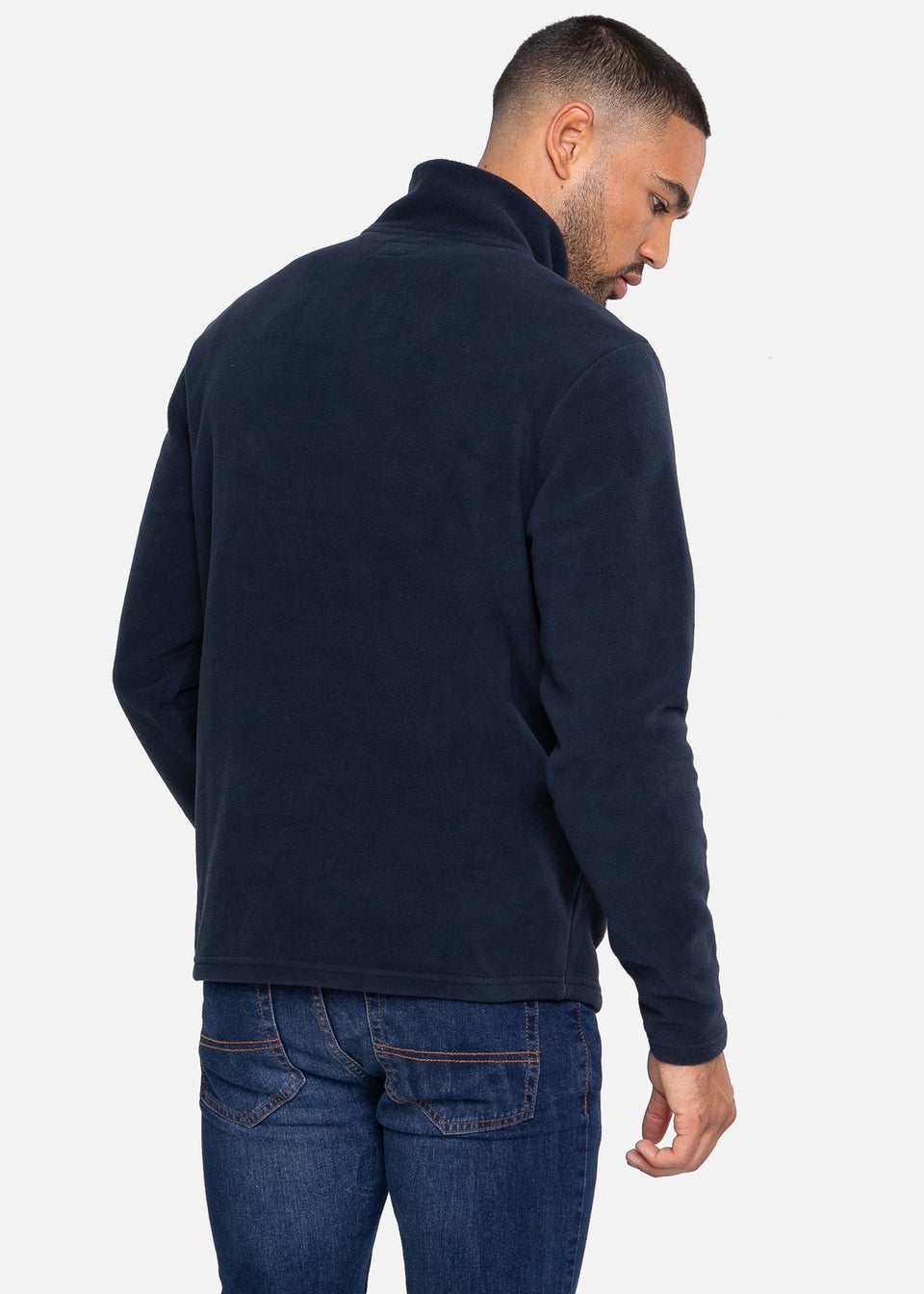 Threadbare Navy Quarter Zip Fleece Sweatshirt